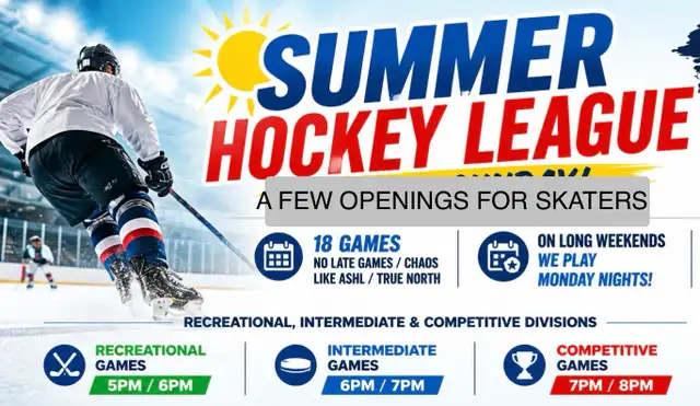 SUMMER ICE HOCKEY has a few openings 