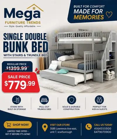 low price- solid bunk bed with stairs * bunk bed* bed* kids bed*, View more
