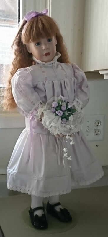 Vintage  Beautiful Porcelain Doll Light Purple Dress  Long Hair in Arts & Collectibles in Oshawa / Durham Region
