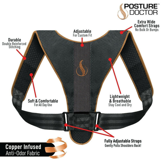 Copper Infused Posture Doctor Neck Back Shoulder One Size Unisex in Health & Special Needs in Saint John - Image 3