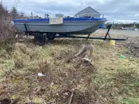 15ft tri hull boat and trailer 