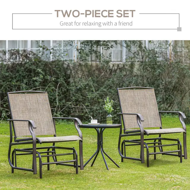 Outsunny 3pc Outdoor Glider Chairs one table Glider Rocking  in Patio & Garden Furniture in Markham / York Region - Image 10