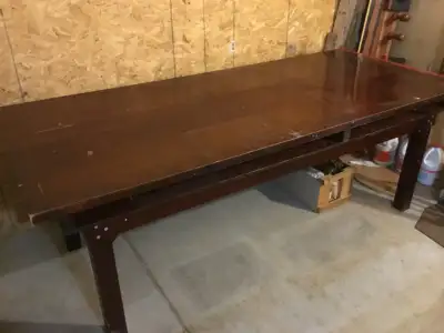 Large wooden desk / library table with shelf. 84” long. 36” wide. 30” high. $100.