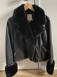 Leather and Fur coat - Small/medium