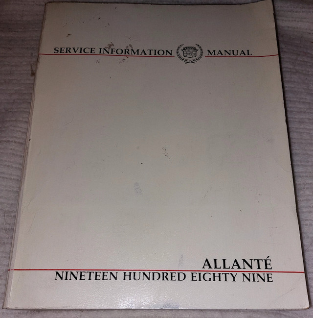 1989 ALLANTE Cadillac Service Manual in Other in Kingston