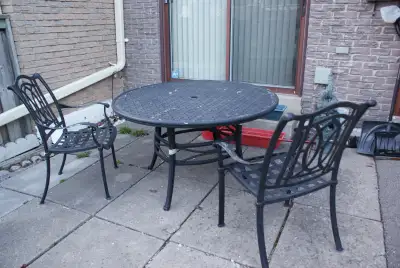 Set of Cast Metal Patio Furniture (2 Chairs + 1 Roundtable), View more