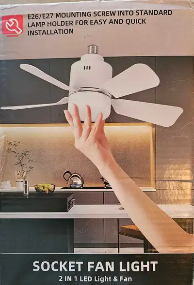 BNIB - LED Light and Fan - installs like a light bulb, View more