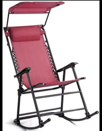 Costway Folding Rocking Chair with Canopy, Portable Zero Gravity