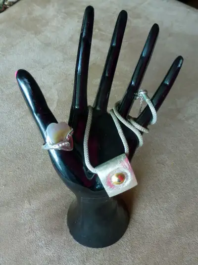 Black porcelain stand for rings and jewelries, height 9 inch (20 cm)