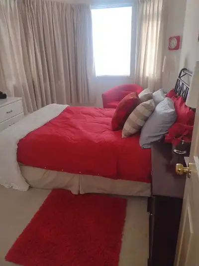 Contact: Dev Saroop Phone # 613-262-4730 All Like New Queen size bed and all linen.. Dresser Night t...