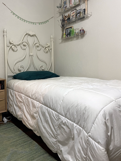 Metal bedframe with Victorian-style twin headboard, View more