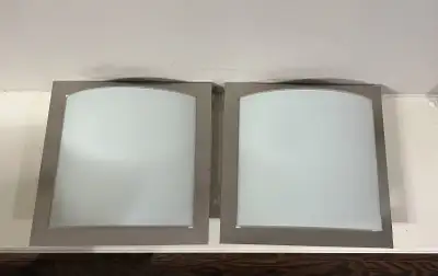 S/S base Glass Ceiling Lights, excellent condition, 2 only $5, View more