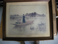 B. D. Sigmund Offset Lithograph "Afternoon Punting" 16" x 20"