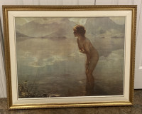 Transfert sur toile – Jeune fille se baignant nue