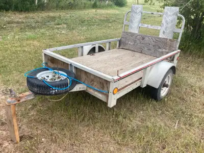 4'x6' Trailer with spare tire, wired with lights. Will swap for a larger one or gas log splitter