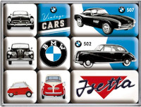 BMW autos vintage ensemble de 9 aimants à frigo Nostalgic-Art