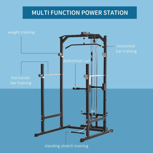 Power Cage, Power Rack with LAT Pulldown Attachment in Exercise Equipment in Markham / York Region - Image 4