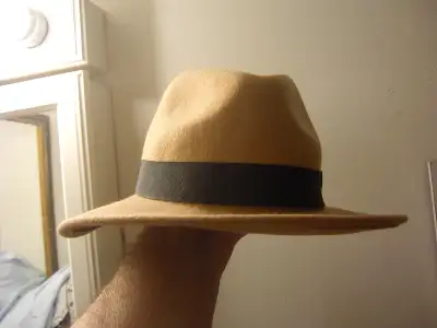 This is a good quality fedora hat. It's great for a woman but a man could wear it too. It has a blac...