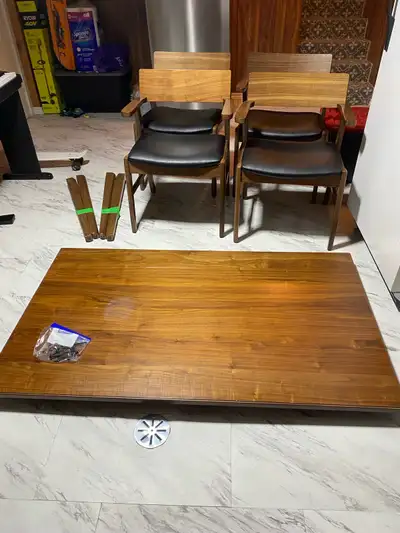 Mid-Century Walnut Dining Table and Chairs, View more