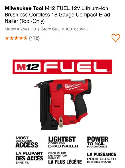 Milwaukee M12 FUEL 12V Lithium-Ion Brushless Cordless 18 Gau, View more