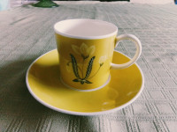 BONE CHINA DEMITASSE ESPRESSO  CUP SAUCER - YELLOW SUSIE COOPER