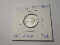 BU 1967 Canada 10 Cents Dime Uncirculated Silver Centennial Coin