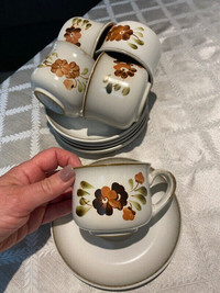 5 Denby Serenade Teacups with Saucers