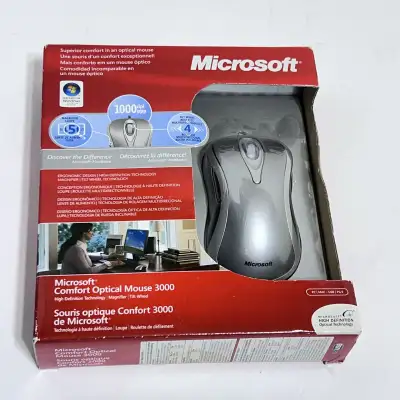 Microsoft Comfort optical Mouse 3000 wired Brand New, View more