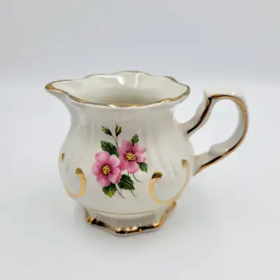 Vintage Price Kensington Creamer Alberta Rose Pink Flower Gold C, View more
