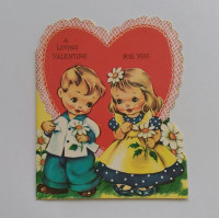 Vintage She/He Loves Me/Loves Me Not Daisies Valentine Card