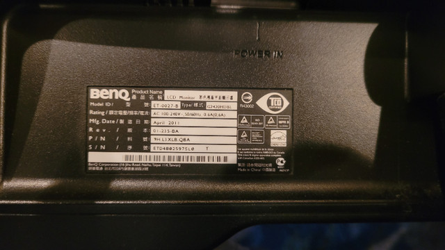 BenQ G2420HD LCD Monitor. in Monitors in Calgary - Image 3
