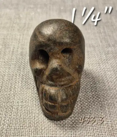 Sculpture 1¼" Culture Longshan. Natural jasper skull., View more
