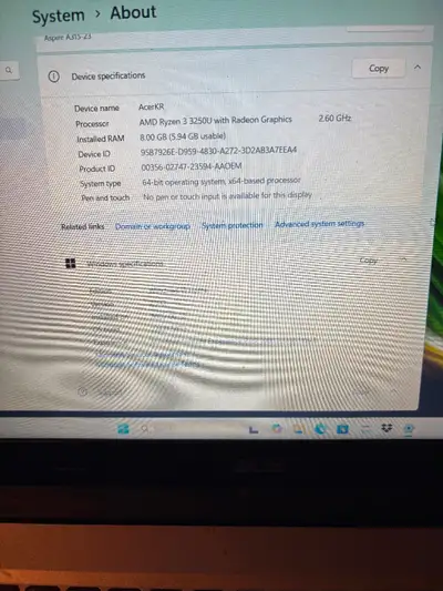 $500 or Best Offer RAM-8 gb 238 gb (storage upgradable) AMD Ryzen with Radeon graphics 2.60 ghz