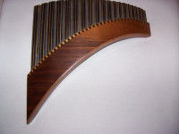 Vintage carved wooden bamboo pan flute