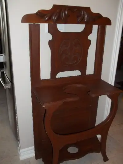 Great piece with nice details. Antique wood umbrella stand. Stands about 5 feet, 2 feet, 2 inches ac...