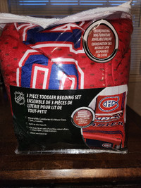 Officially Licensed Montreal Canadiens 3-Pc Toddler Bedding Set
