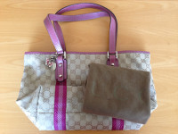 Used Authentic Gucci Jolicoeur Pink Tote Shoulder Bag Medium