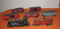 HO Train CN Yard Engine Shuttle 8 Wheeler 6 Cars -Run Like New -