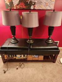 Set of Three Matching Table Lamps 29in Tall