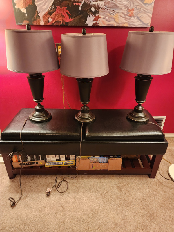 Set of Three Matching Table Lamps 29in Tall in Indoor Lighting & Fans in Edmonton