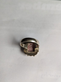 925 silver pink stone square ring