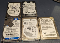 Lot of 5 2.5" hard drives 250gb - 1tb