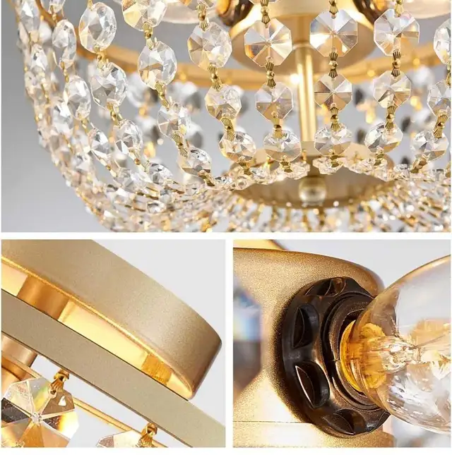 Crystal Chandelier Flushmount CeilingLight Modern H 8.4" x in Indoor Lighting & Fans in Markham / York Region - Image 6