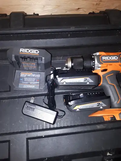 Ridgid 18V drill/driver and 2-2AH batteries with charger, View more