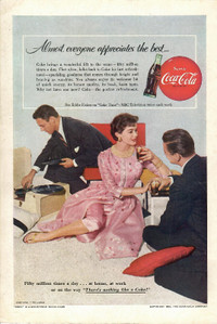 Vintage 1955 Coca-Cola Ad Couple Socializing