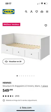 Lit IKEA simple avec rallonge et tiroirs