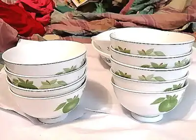 9 PCS EJH CHENG'S WHITE JADE PORCELAIN RICE BOWLS NEW, View more