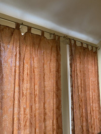 CURTAINS 2 panels + 2 CURTAIN RODS gold