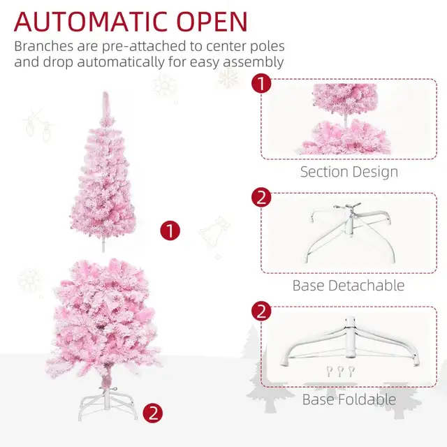 5 FT Snow Flocked Artificial Christmas Tree, Pencil Xmas Tree wi in Holiday, Event & Seasonal in Markham / York Region - Image 6