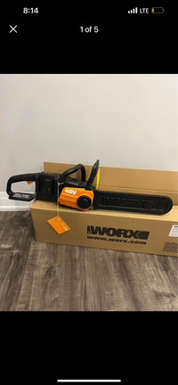 Brand new in box worx chain saw WG384.9 40v cordless withcharger